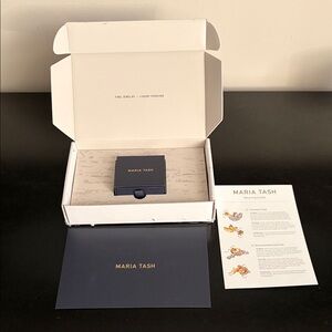 Maria Tash box, envelope, wearing guide and original shipping box